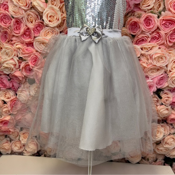 Little Girls Ankle Length Brown Taffeta Dress - Picture 4 of 9